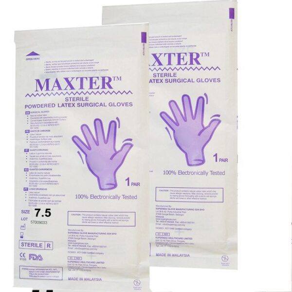 دستکش جراحی استریل پودری سایز 7/5 - Image 1