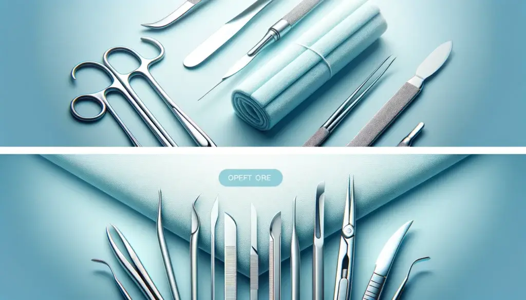 خرید ابزارهای جراحی 2 DALL·E 2024 11 04 17.41.36 A banner image for surgical scalpels and handles with a light blue theme. The banner should be rectangular with soft blue tones to create a professio
